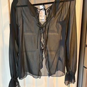 Urban Outfitters Black Sheer Tie Front